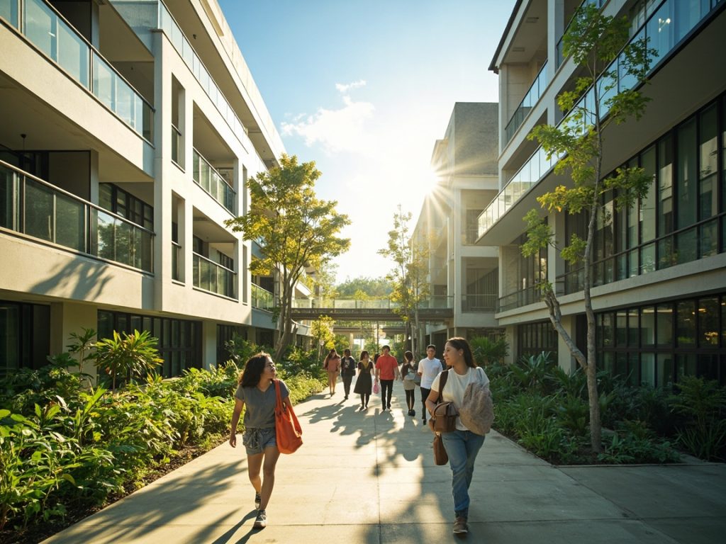 玛希隆大学校园全景，泰国留学生在校园内活动